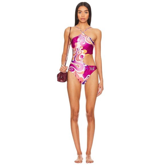 Agua Bendita Maryan One Piece in 70s Multi Medium New Reversible Swimsuit - Picture 1 of 11